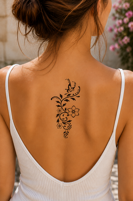 Tatuaggio temporaneo “Fiori e farfalle di primavera”