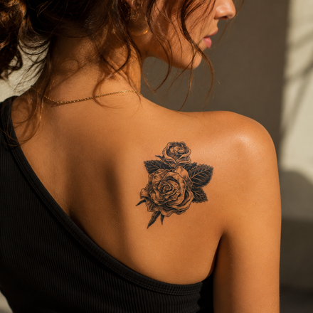 Tatuaggio Di Rosa Grigia