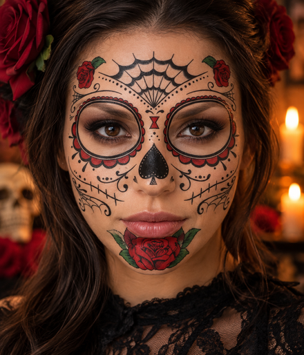 Roses Face Mask Tattoo