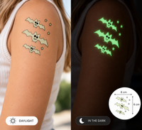 Glow in the Dark Bats with Stars False Halloween Tattoo