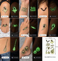 Freaky Pumpkin & Ghost Glow in the Dark Halloween fake tattoo