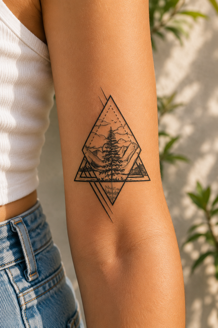 Diamond Nature Scene Tattoo