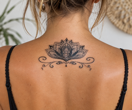 Elegant Lotus Flower Temporary Tattoo