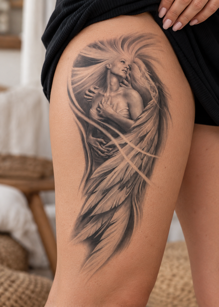 Tatuaggio Manica Angelo Femminile