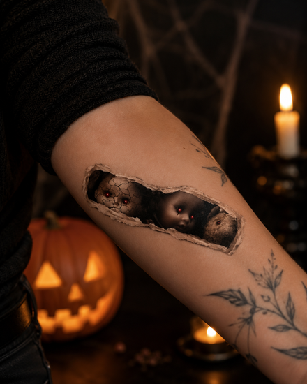 Gruselige Puppen Halloween-Tattoos