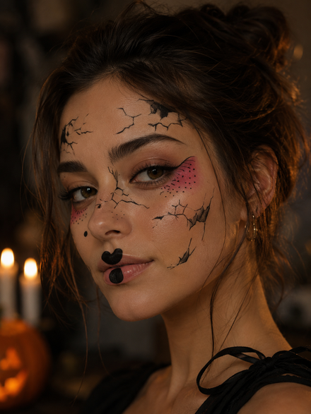 Tatuagem Cara de Fantasia Boneca Rachada