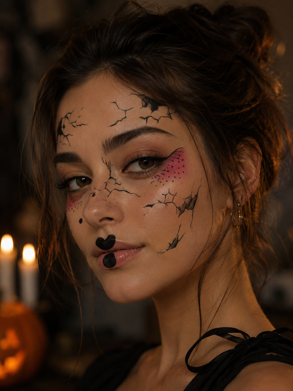 Tatuaje De Traje De Cara De Muñeca Agrietada