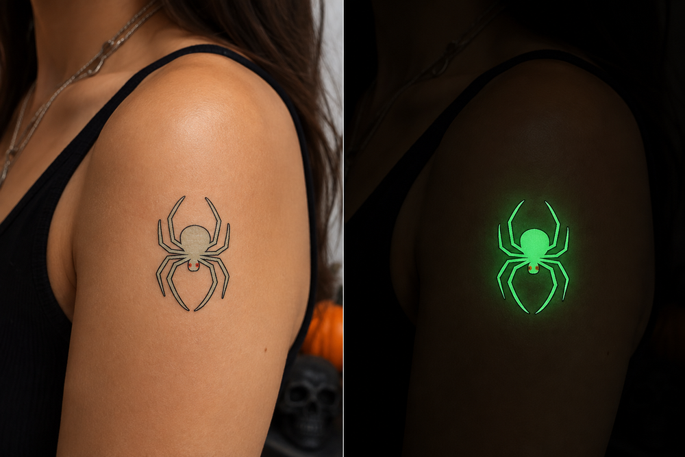 Glow in the Dark Spider fake tattoo Halloween