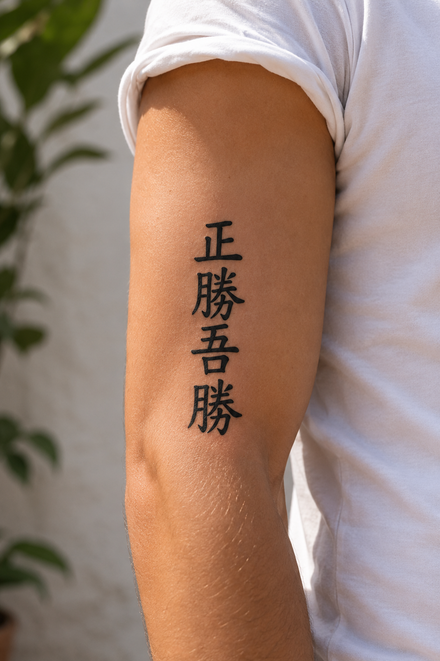 Kanji True Victory Over Yourself Temporary Tattoo