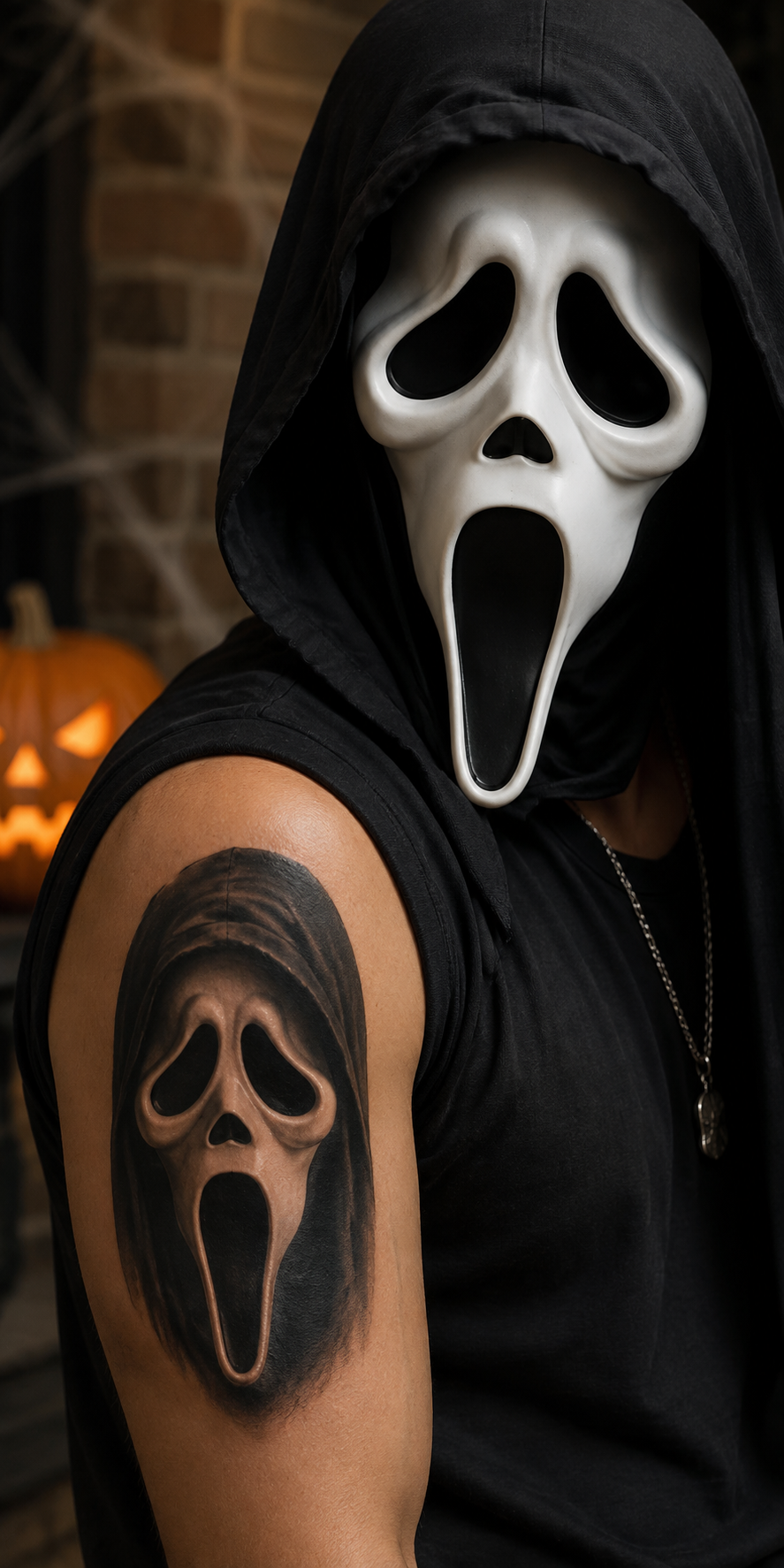 Creepy Mask - Tatuaje temporal Halloween