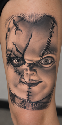 Bambola Inquietante - Tatuaggio temporaneo di Halloween