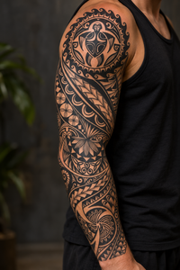 Manicotto completo del braccio/tatuaggio osseo Totem Turtle