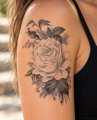 Rosa Peonia Singola Tattoo