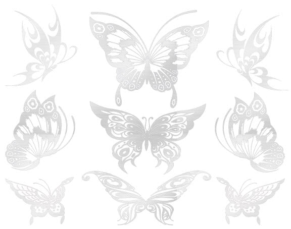 Silber Schmetterlinge (9 Tattoos)