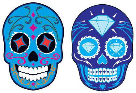 Blue Jewel Skulls Day of the Dead Tattoo