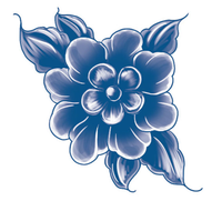 Tatuaje temporal de una flor azul clásica