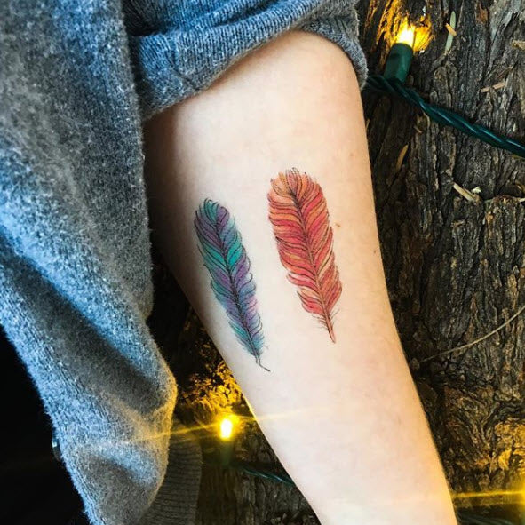 Colorful Plumes Tattoo