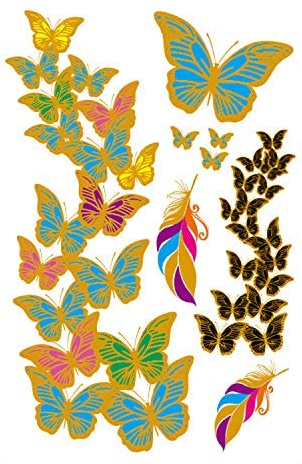 Colorful Metallic Butterflies (8 Tattoos)