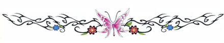 Elegante mariposa púrpura con flores Tatuaje corporal largo