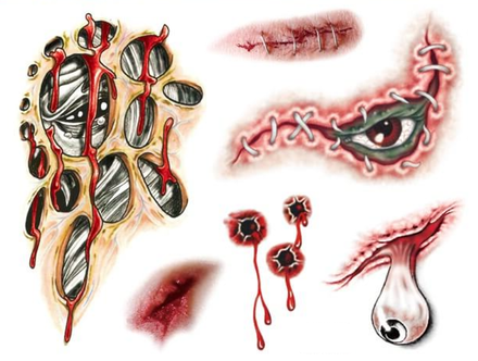 Tatuaje de Halloween de Ojos y Heridas