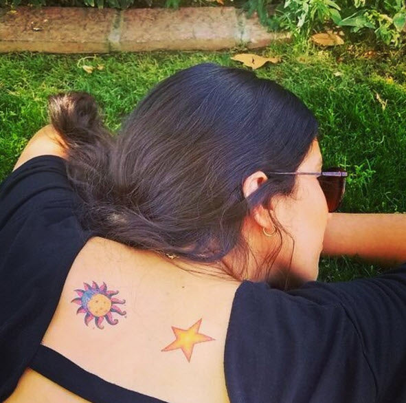 Glitter Sonne Mond Sterne Tattoo