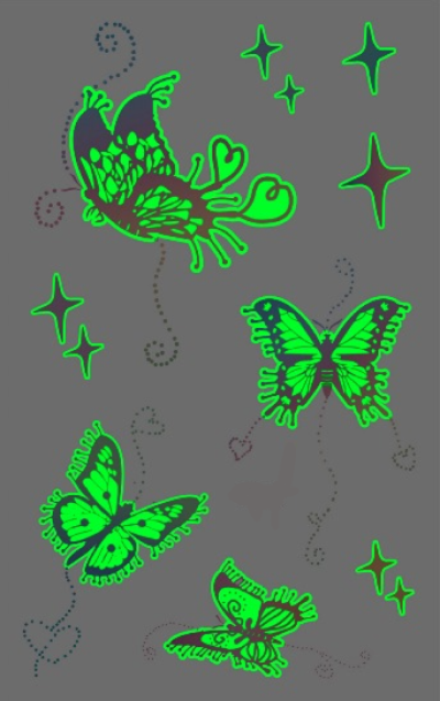 Tatuaje temporal de mariposas juguetonas brillantes