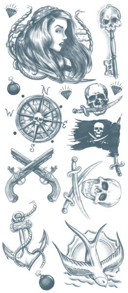 Conjunto de Tatuagem Pirata Bucaneiro