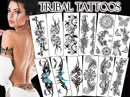 Tribal Tattoos-Paket (12 verschiedene Tätowierungen)