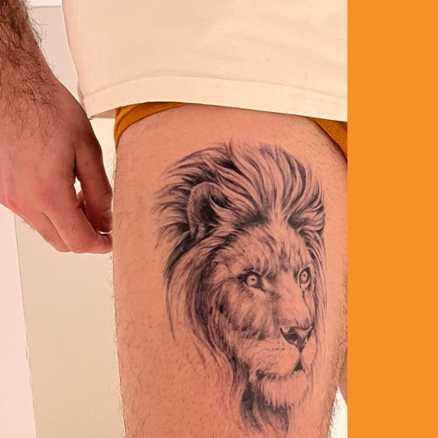 Tatuaje temporal de León realista grande