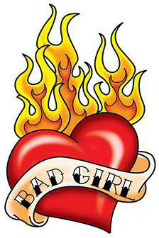 Bad Girl Flammendes Herz Tattoo