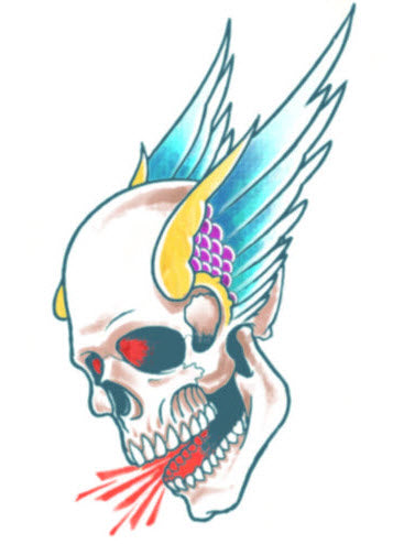Biker Winged Skull Tattoo