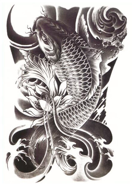 Koi carp tattoo Black and White Stock Photos & Images - Alamy