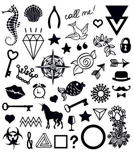 Conjunto De Tatuajes De Tatuajes Minúsculos Negros