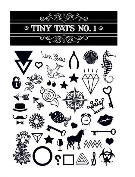 Schwarzes Tiny Tats Tattoo Sammlung