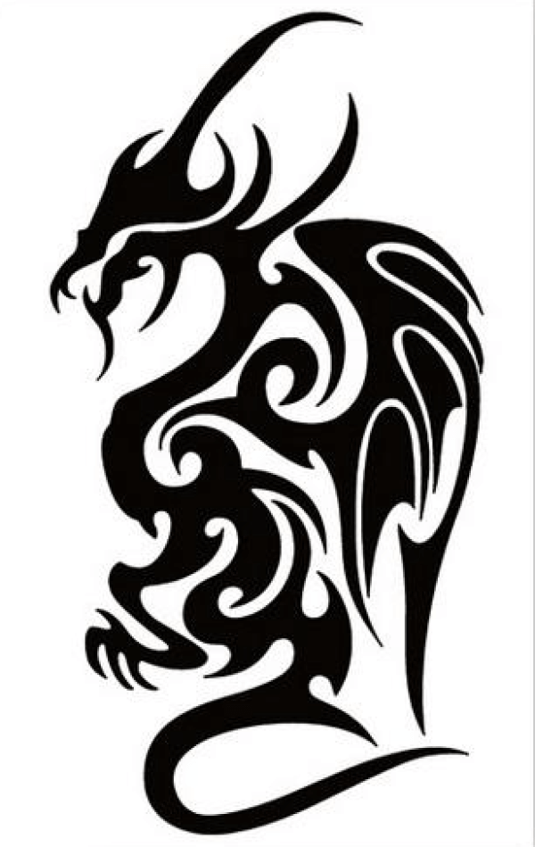 Black Tribal Dragon Temporary Tattoo
