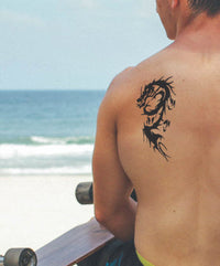 Tatuagem Grande Tribal Dragã Preto