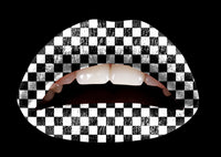 Black & White Checkered Violent Lips (3 Lip Tattoo Sets)