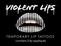 Black & White Stripes Violent Lips (Conjunto de 3 Tatuagens Labi