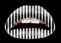 Black & White Stripes Violent Lips (3 Sets Tattoos Lèvres)