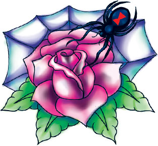 Flower & Black Widow Tattoo