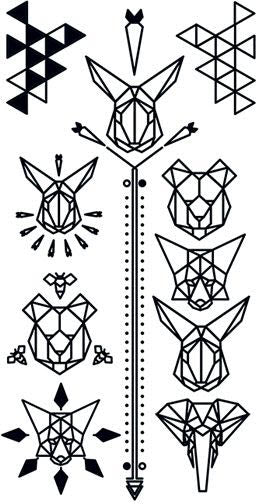 Zwarte Geometrische Dieren Tattoo