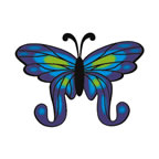 Blauwe Gebogen Vlinder Tattoo