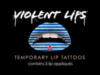 Blue & White Anchor Violent Lips (Conjunto de 3 Tatuagens Labiai