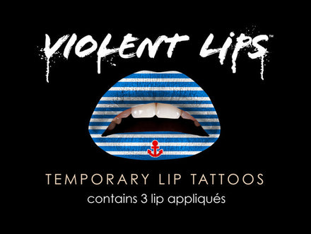 Blue & White Anchor Violent Lips (3 Lippen Tattoo Sätze)