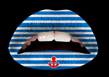 Blue & White Anchor Violent Lips (3 Lip Tattoo Sets)