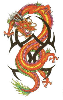 Brown Tribal Dragon Tattoo