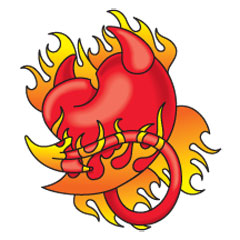 Burning Devil Heart Tattoo