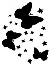Butterflies And Stars Stencil For Tattoo Spray