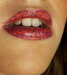 Red Cheetah Violent Lips (3 Conjuntos Del Tatuaje Del Labio)