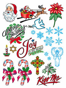 Christmas Designs Multi Tattoos (15 Tattoos)